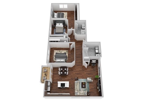 Floor plan for 3 beds, 2 baths, 1192 sqft